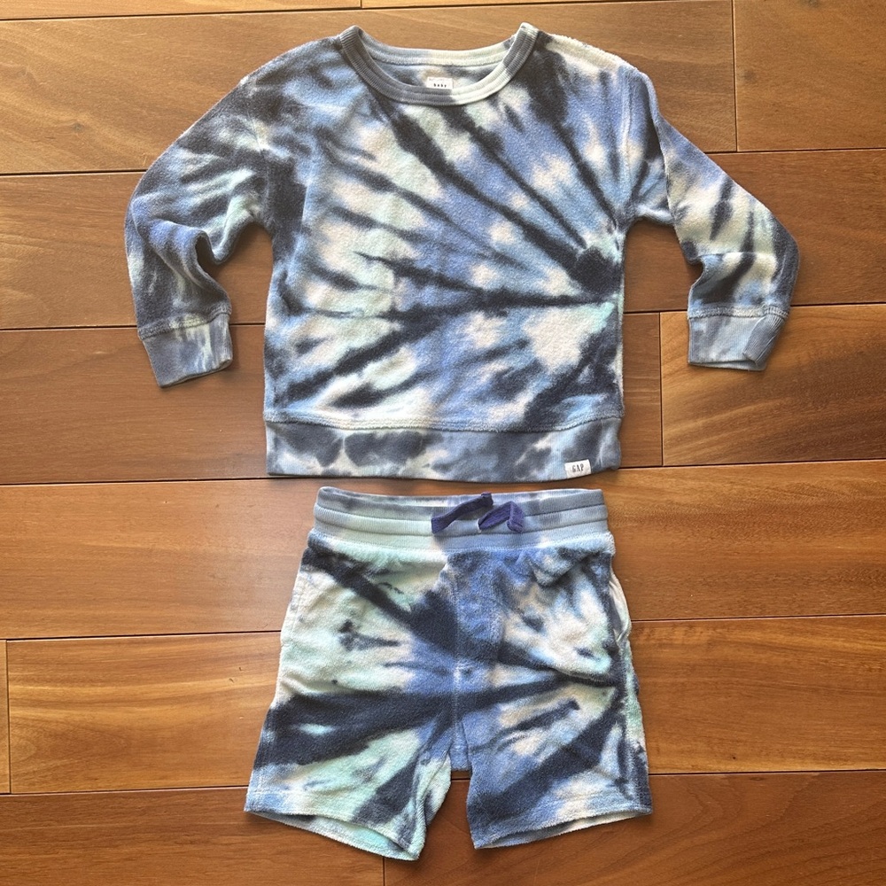 GAP Kids Blue White Tie-Dye Two-Piece Set 3T